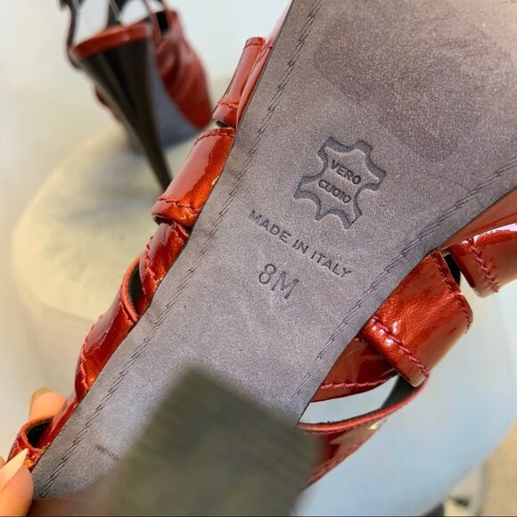 Donald J. Pliner Red Cleva Gladiator Patent Sandals Sz 8 - Picture 9 of 12